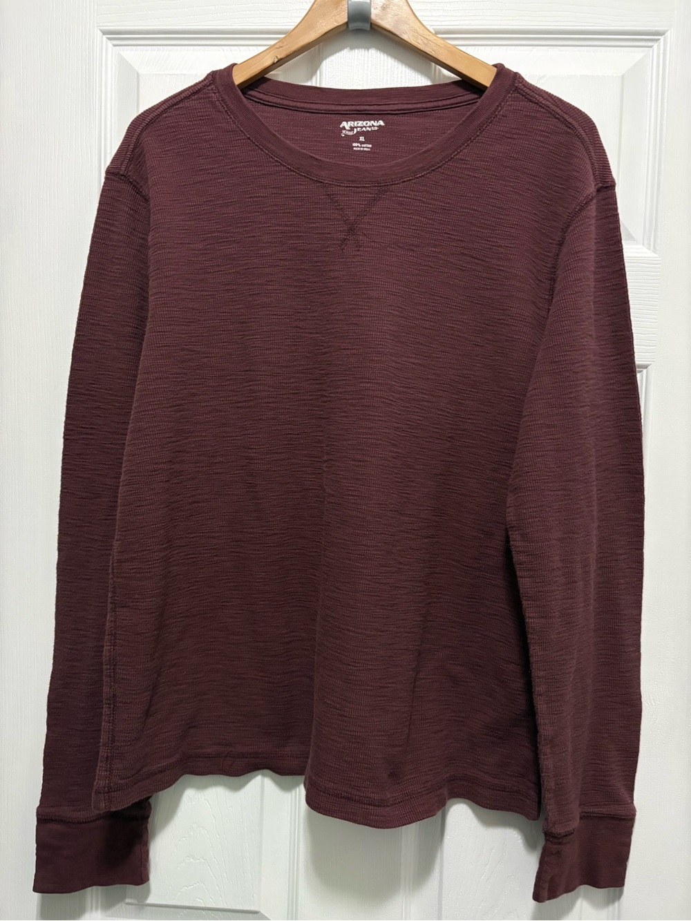 Arizona Jean Co Women’s XL Burgundy Long Sleeve Waffle Knit Top